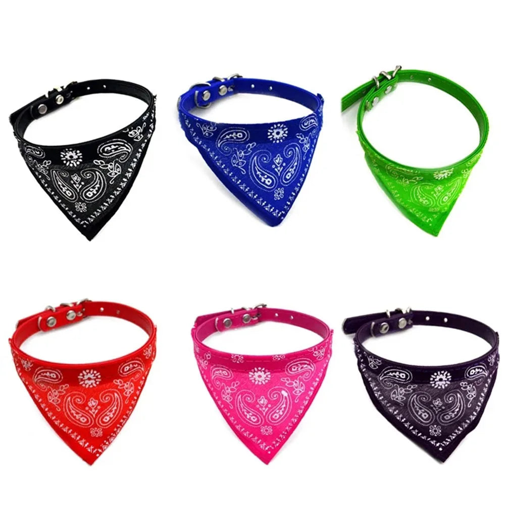 Écharpe réglable pour animal de compagnie, chiot, chat, Bandana, écharpe de cou pour petits chiens, chaton, serviette de salive, collier en PU avec Bandage triangulaire