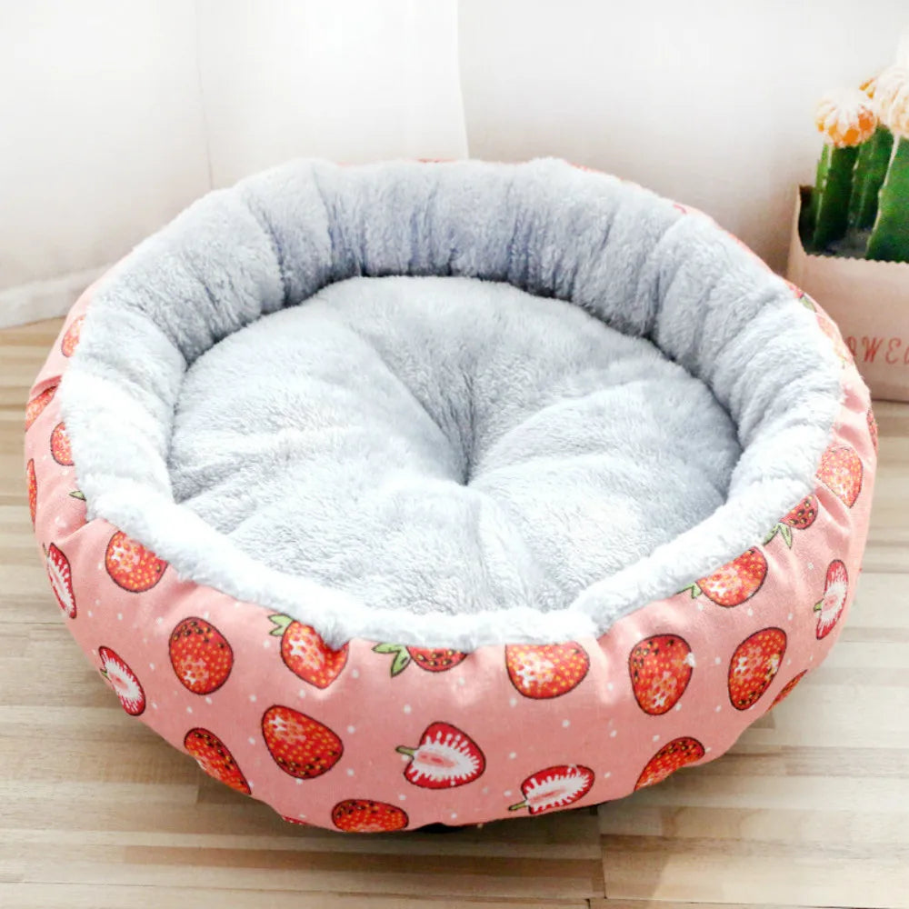 Winter Pet Dog Cat Bed Kennel Dog Round Cat Super Warm Soft Sleeping Long Plush Puppy Cushion Mat Portable Cat Supplies