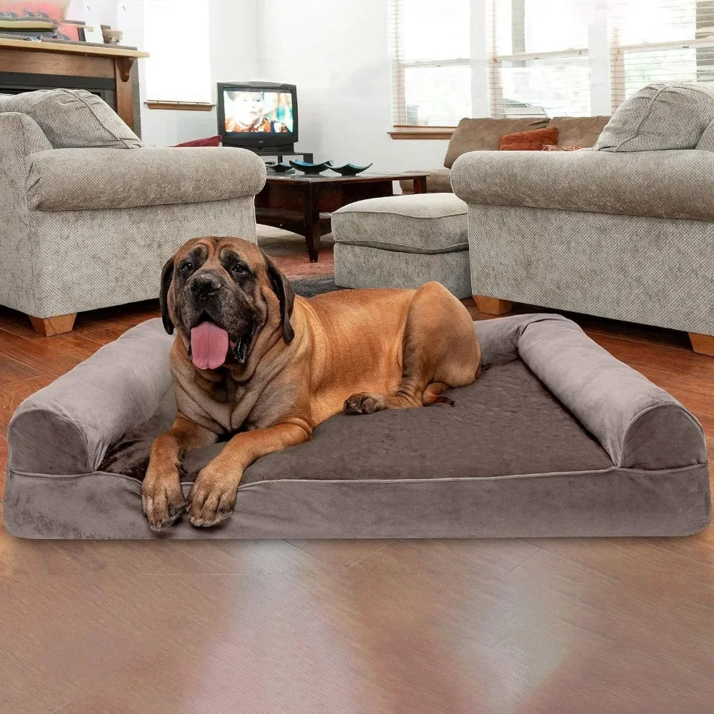 Cama para perros grandes con cojines extraíbles y funda lavable, para perros Velvet Waves Perfect Comfort Sofa - Celadon Green,