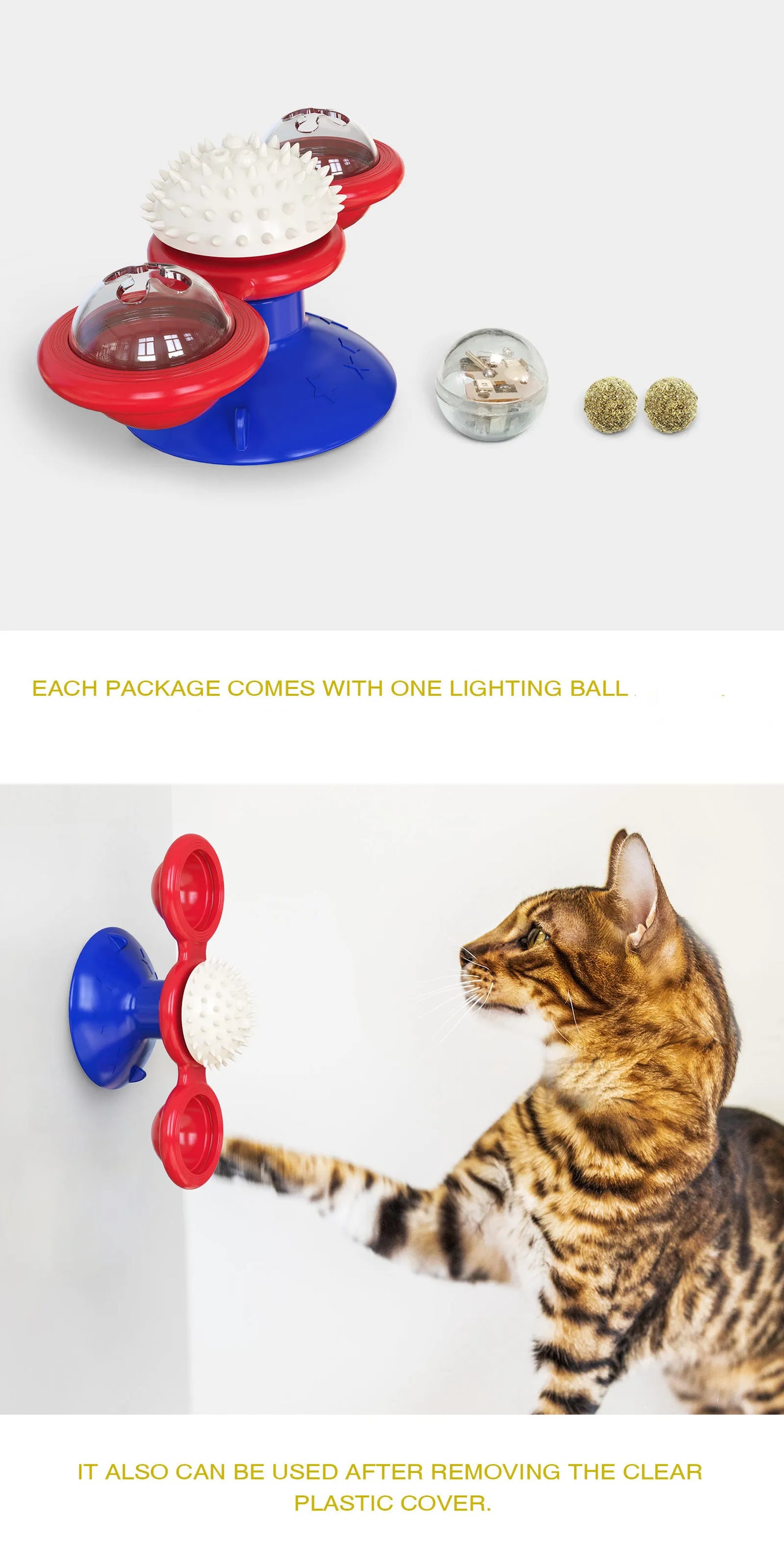 Molino de viento de juguete para gatos, juguetes interactivos para mascotas, rompecabezas para gatos, juguete con plato giratorio Whirligig para cepillo de dientes para gatitos, suministros para mascotas