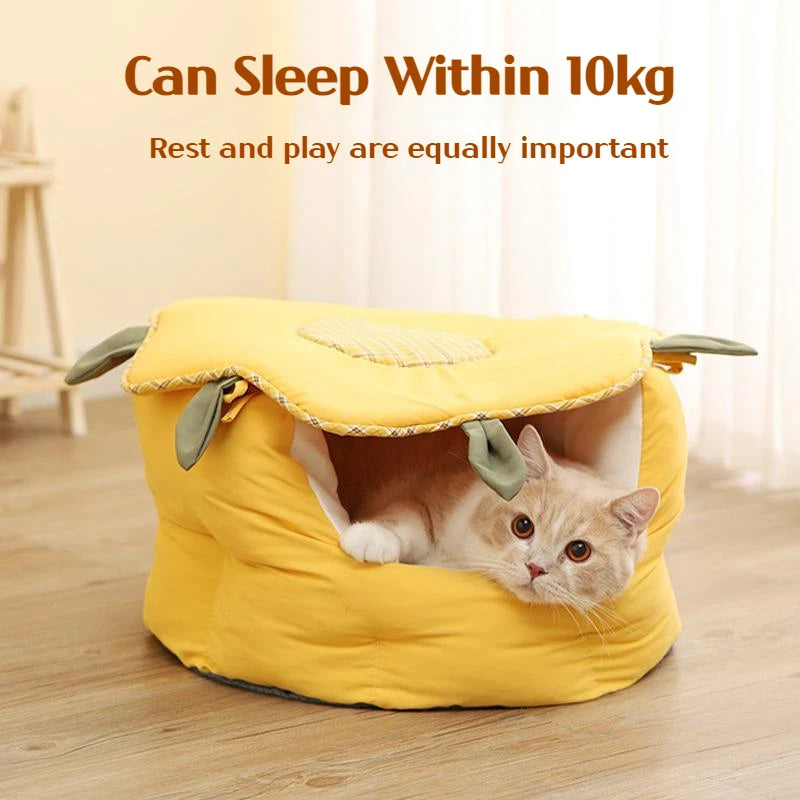 New Pet Bed Comfortable Cat Bed Dog House Cute Pet Tent Deep Sleep Plush Kennel Warm Pet Sofa Bed Pet Supplies