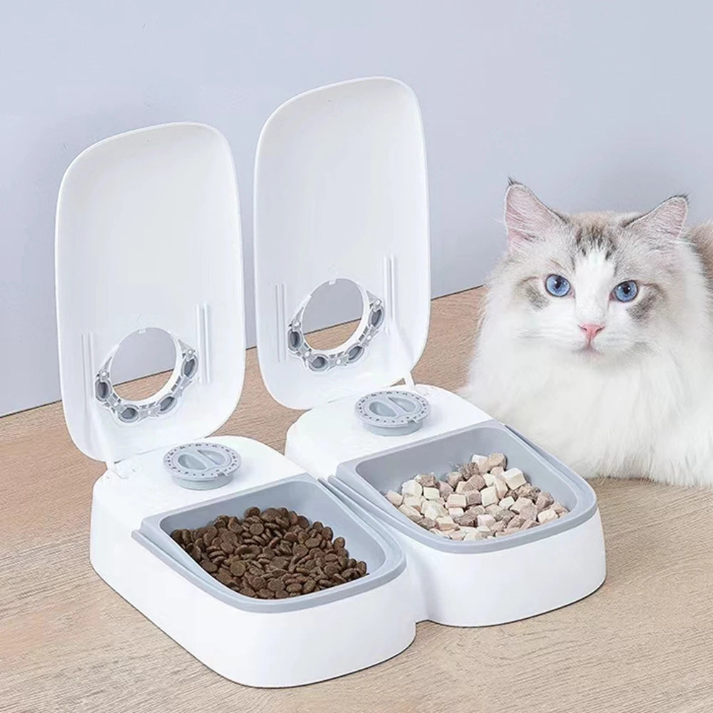 Alimentador automático para gatos, dispensador elegante de comida para gatos, dispensador de alimentos húmedos y secos, alimentador automático para gatos, cuenco para cachorros