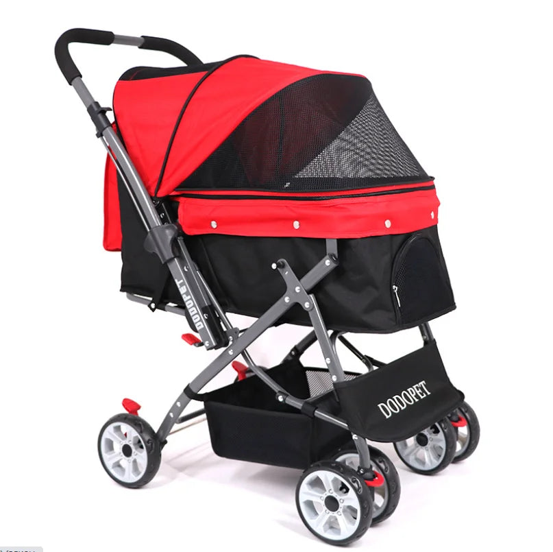 25kg grandes roues luxe facile à plier à une main voyage poussette pour animaux de compagnie chariot pliant transporteur