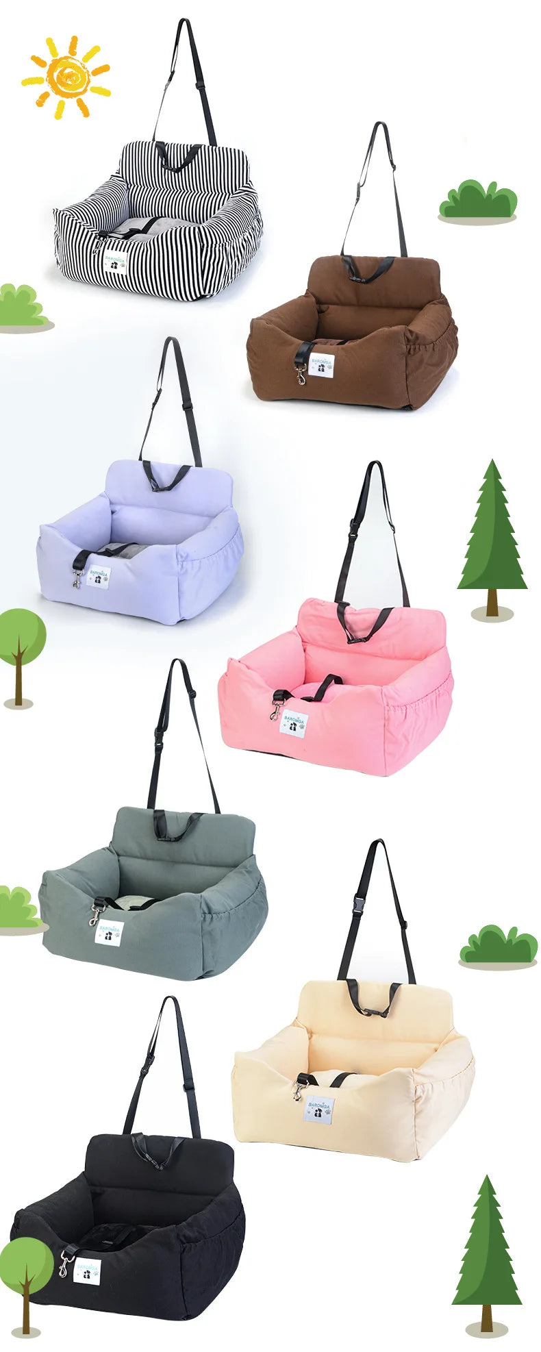 Protector para asiento de coche para mascotas con cinturón de seguridad, bolsa para cachorros y gatos, bolsa de transporte segura para asiento de perro, cesta, producto de viaje para coche para mascotas