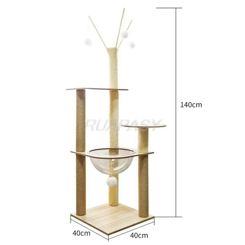 Plataforma de salto para gatos grande, juguetes de árbol para gatos de varios niveles, poste de condominio, nido de percha acogedor, torre rascadora, árbol trepador para cama de gato