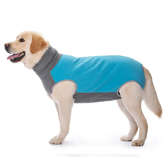 Winter Dog Recovery Suit Back Zipper Fleece Dog Clothes Cuttable Closed Tummy Sleeveless Turtleneck Pet Jumpsuit for Large Dogs Fashion Style