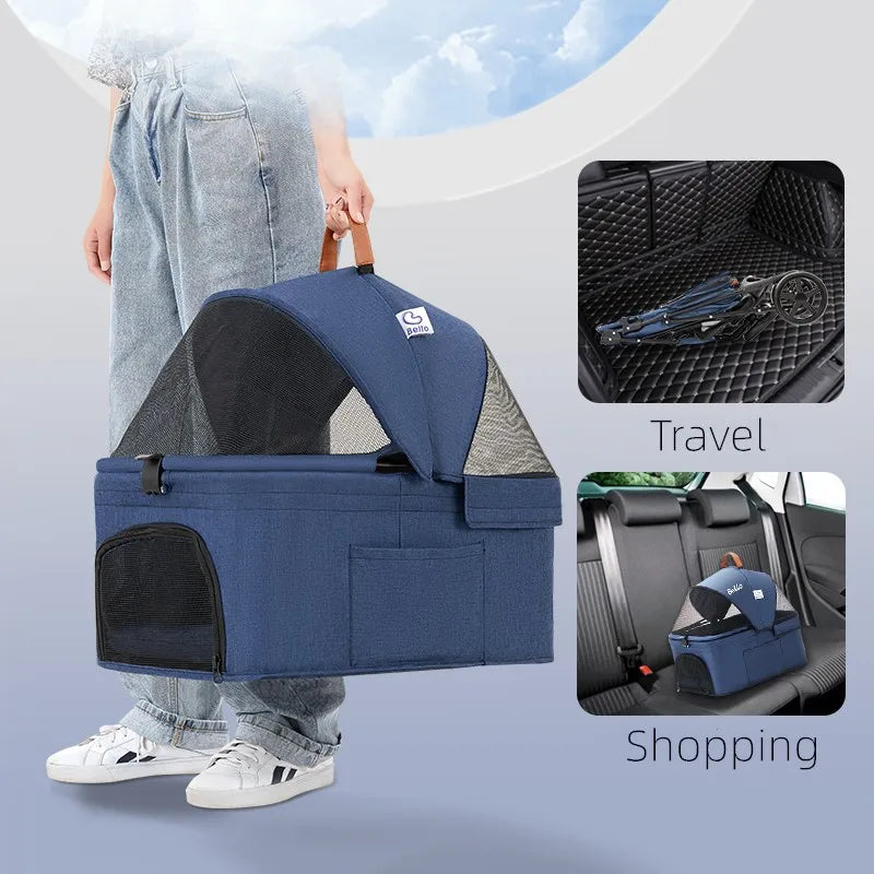 Bello-cochecito para cachorros, carrito Universal de 4 ruedas, transportador para gatos, carrito para perros, bolsa de transporte para gatos, carrito, 강아지 유모차