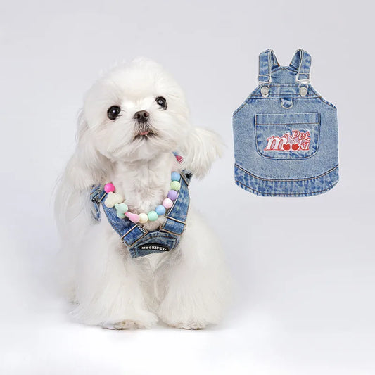 Chaleco vaquero 100% algodón para perros, mono sin mangas para gatos, ropa para cachorros de primavera y verano, estilo de moda