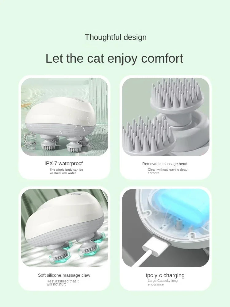 Uso de Chat de masaje, suministros eléctricos para gatos, cabeza de masaje, masajeador de cabeza para gato, cosquillas eléctricas para mascotas, juguete para gato, carga para gatito