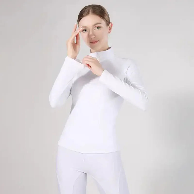 Women Horse Riding Clothes Set Full Seat Silicone Equestrian Breeches Sport Suits Woman Riding Leggings Shirts Tops Matching