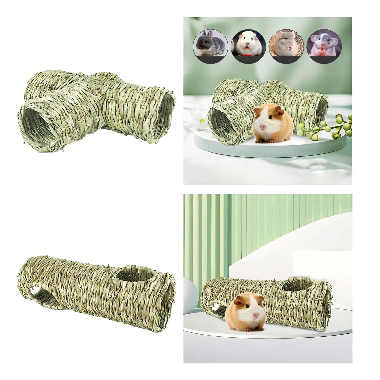 Tunnel Toy Interactive Toy Comfortable Lightweight Rabbit Tunnel Straw Tunnel for Canary Chinchillas Gerbil Mice