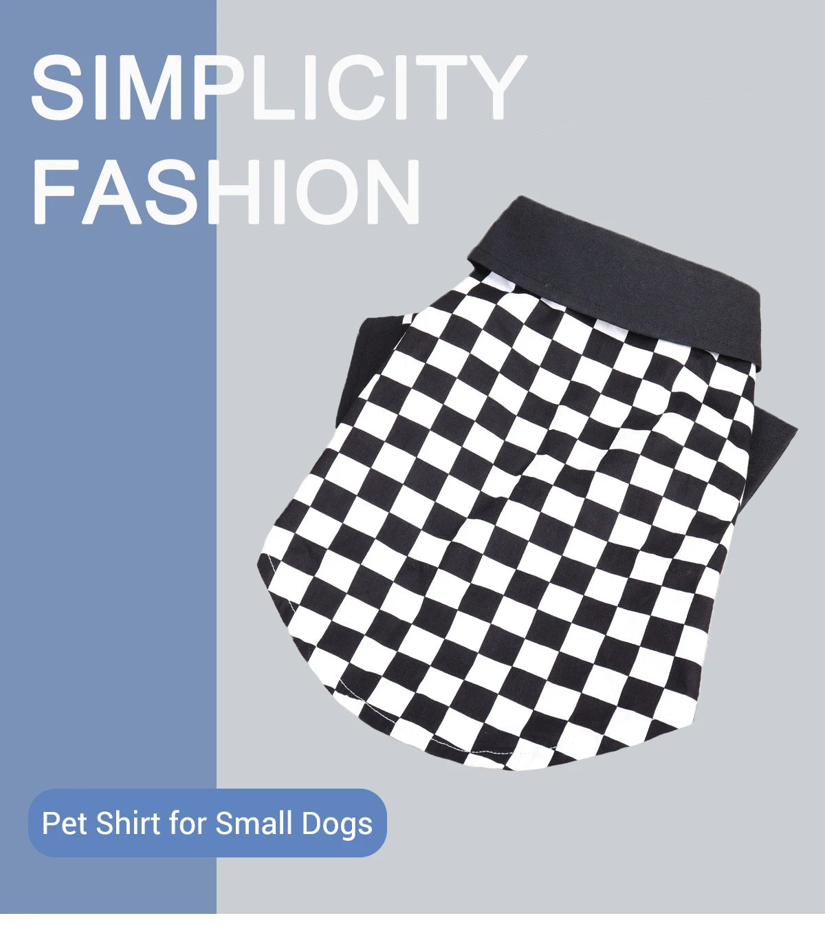 Spring Summer Pet Dog Clothes Black & White Checker Pattern Dog Shirt for Small Dogs Boy Soft Breathable Fashion Puppy Clothing Fashion Style