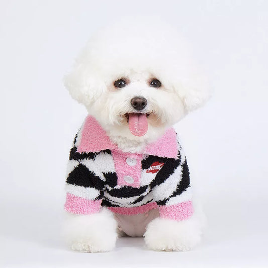 Suéteres de lana para perros y gatos, ropa de moda gruesa y cálida con estampado de rombos en blanco y negro, ropa para mascotas, jersey para perros estilo cachorro, invierno