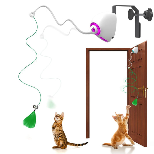 Cuerda de juguete eléctrica para gatos, rompecabezas automático, juguetes de cuerda para gatos, puerta colgante, juego interactivo para gatitos, columpio aleatorio, palos para atrapar gatos