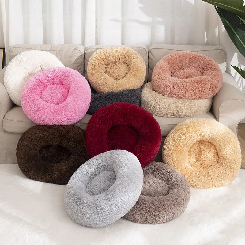 Cama para perros Donut, cesta redonda grande, camas de felpa para perros, accesorios medianos, perrera esponjosa, cachorros pequeños, productos lavables para mascotas y gatos