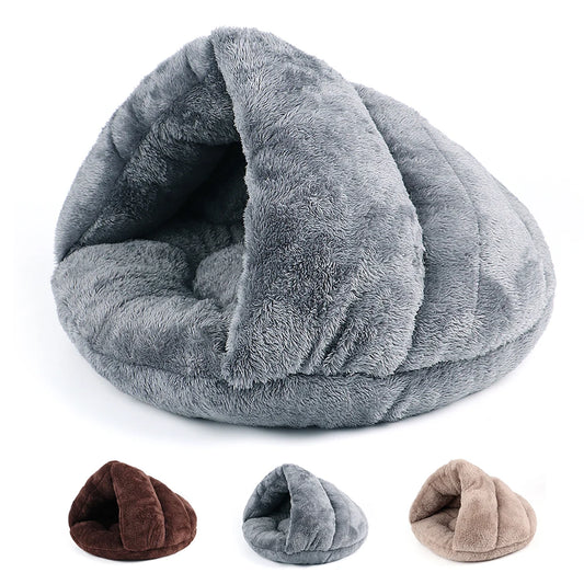 Cama suave para gatos, mascota de peluche cálida para invierno, nido para gatitos, perrera para dormir profundo, casa cueva para gatos, productos para perros pequeños