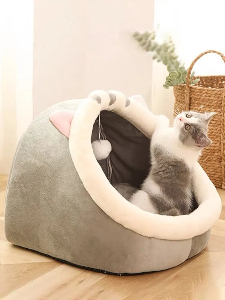 Cat Bed Washable Cave Mat for Small Plush Dogs with Removable Bed for Cat and House Suitable for All Seasons Animal Nests