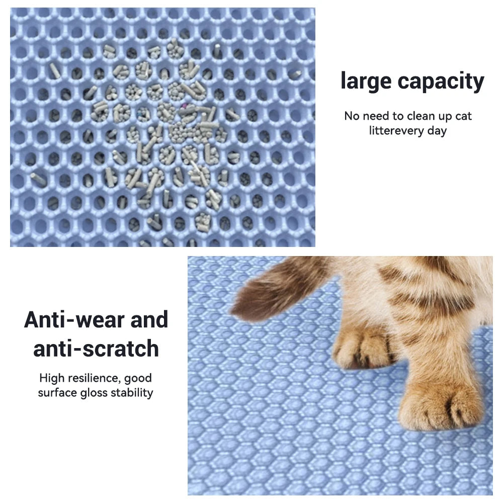 Estera para residuos de gato Eva impermeable de doble capa, filtro de lavabo de arena antideslizante lavable, almohadilla de limpieza, colchón, caja de Gato, estera, suministros limpios