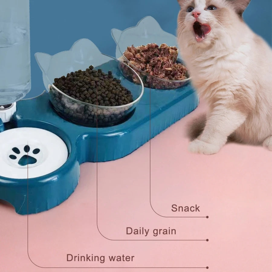 Bol de nourriture pour chat mangeoire automatique pour animaux de compagnie distributeur d'eau chien chat récipient de nourriture plat à boire anti-dérapant Double bol