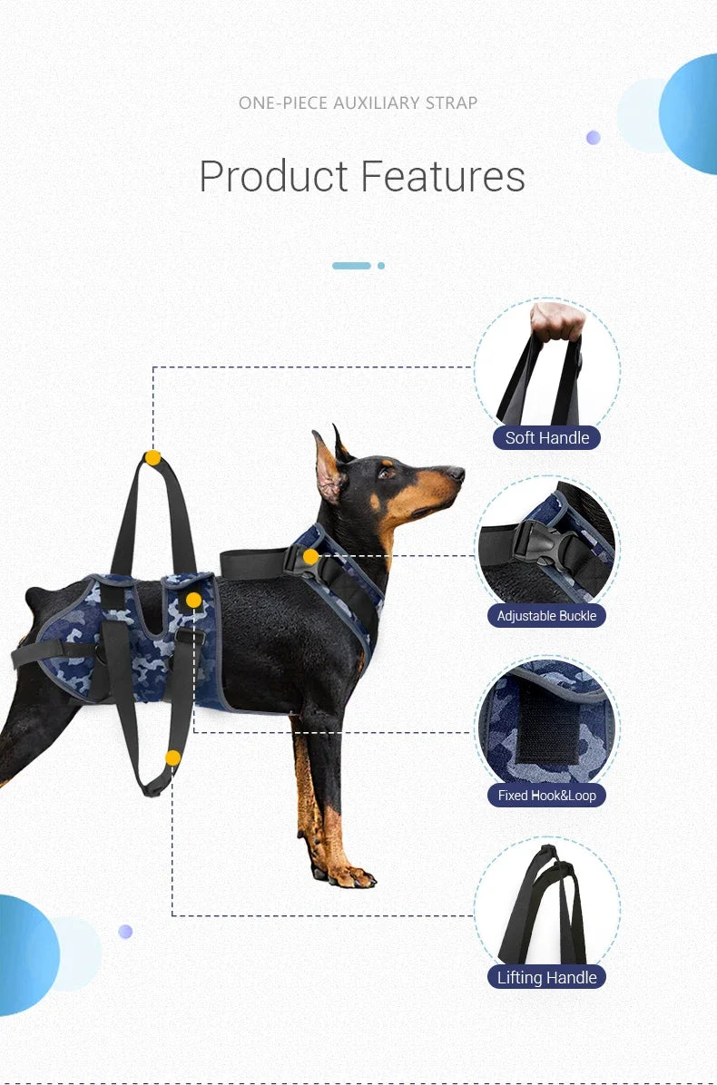 Adjustable Dog Lifting Harness Front and Rear Legs Dog Vest Lift Support for Canine Aid Ligament Rehabilitation Pet Accessories