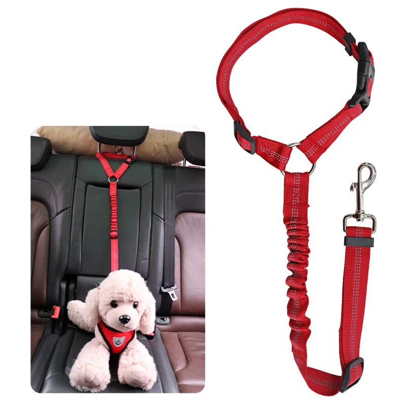 Cinturón de seguridad para perros dos en uno, cinturón de seguridad para coche para mascotas, se puede ajustar para accesorios para mascotas, Collar para perros y gatos, Collar para perros y gatos