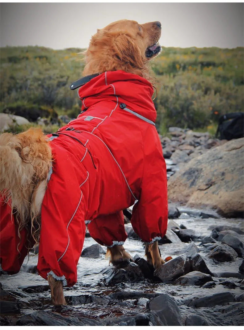 Chubasquero para perros grandes, suave, transpirable, a prueba de nieve, resistente al viento, chaqueta de lluvia para mascotas, abrigo impermeable de seguridad para perros al aire libre con patas