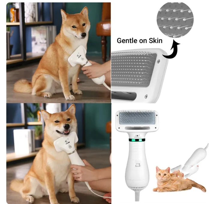 Secador de pelo para perros y gatos, cepillo alisador para baño, secador de pelo profesional 2 en 1, peine de aseo para cachorros y gatos, accesorios para soplador de perros