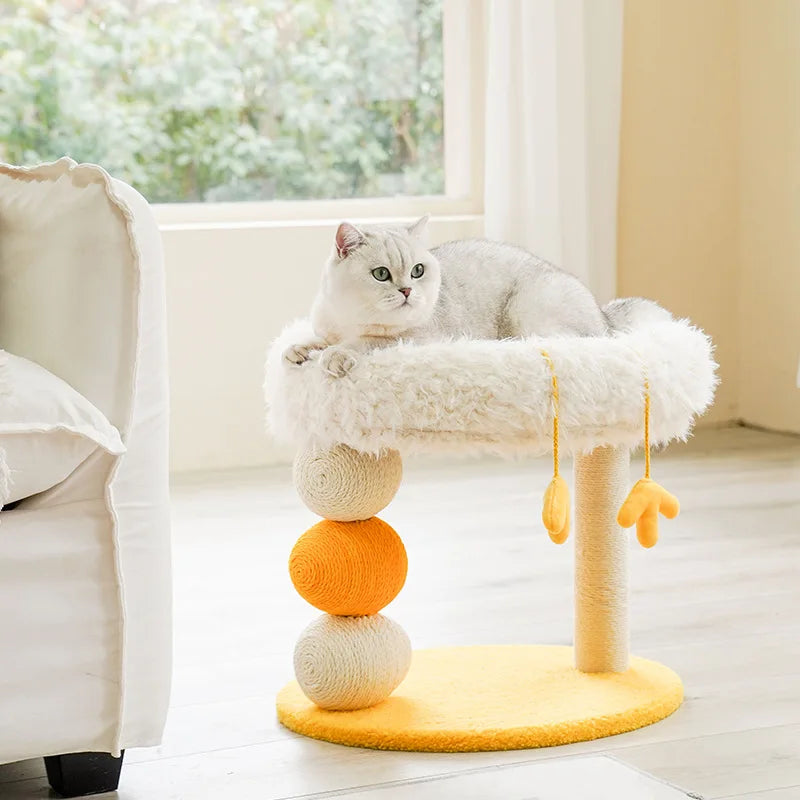 Cat Scratching Posts Pet Climbing Frame with Fleece Bed Nest Winter Warm Cats Cute Chicken Shape Multifunctional House Toy