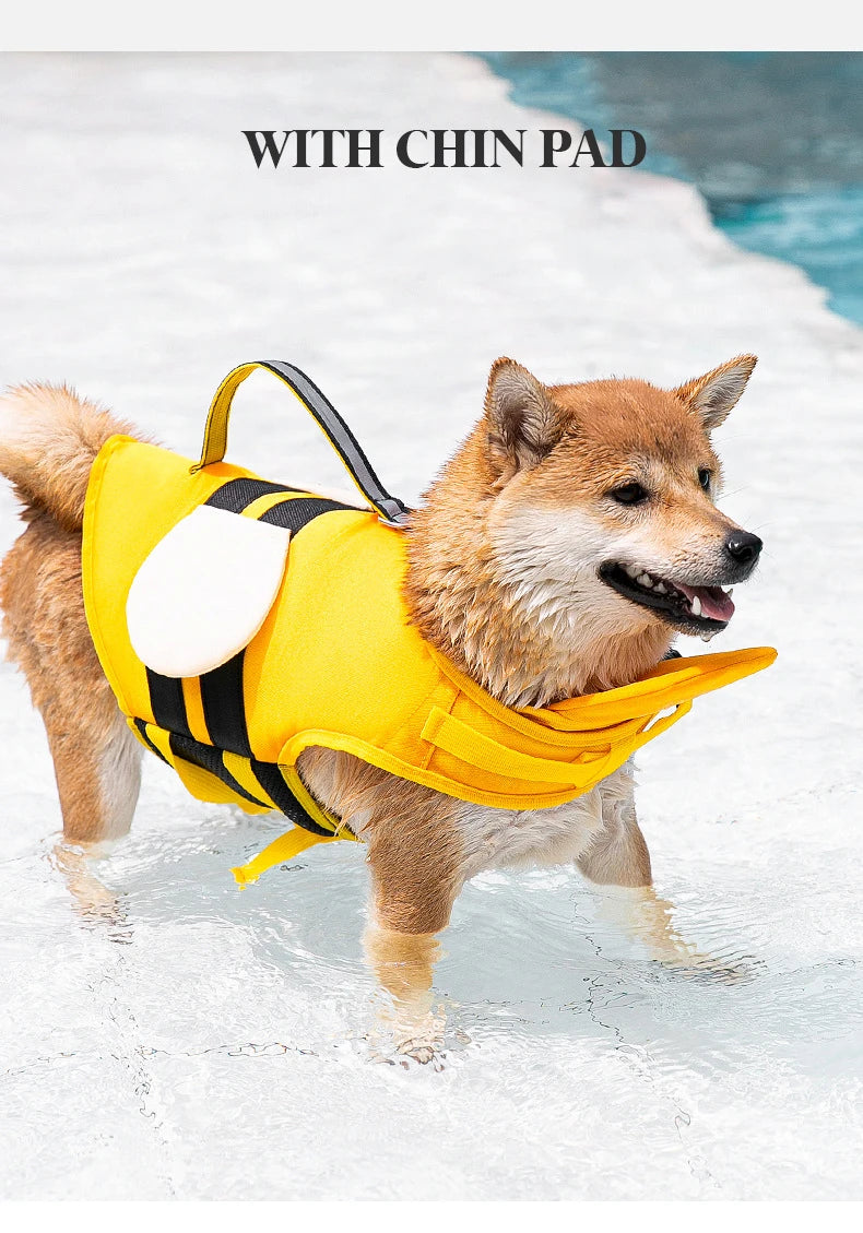 Chaleco salvavidas para perros Chaleco salvavidas para perros con forma linda y asa de rescate Traje de baño de verano para mascotas con flotabilidad segura Accesorios para almohadilla para la barbilla