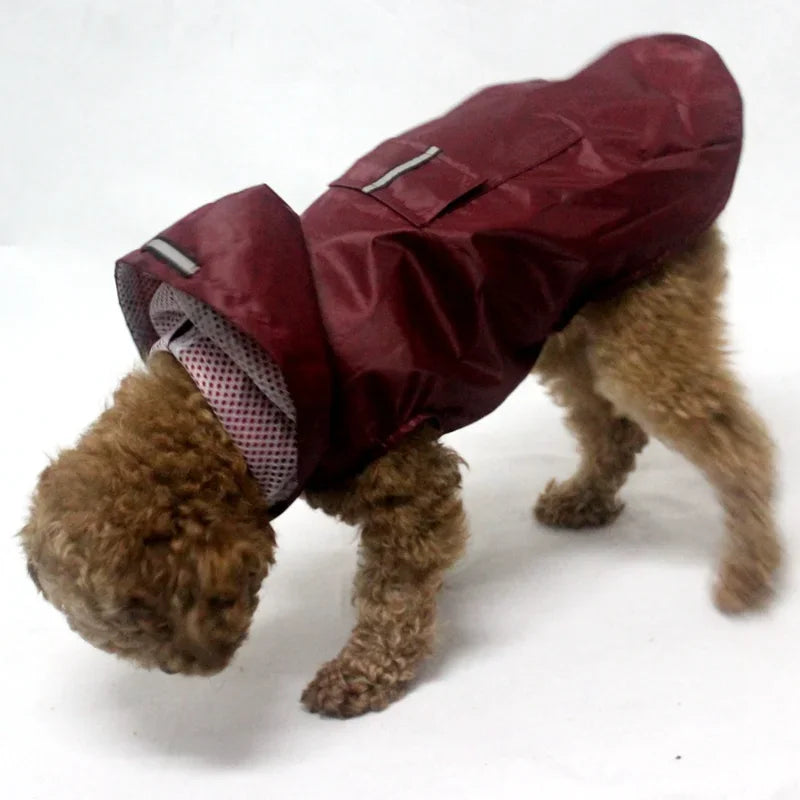 Manteau imperméable pour chien, veste à capuche imperméable, Poncho de pluie, vêtements de pluie pour animaux de compagnie avec rayures réfléchissantes, accessoires d'extérieur pour chiens