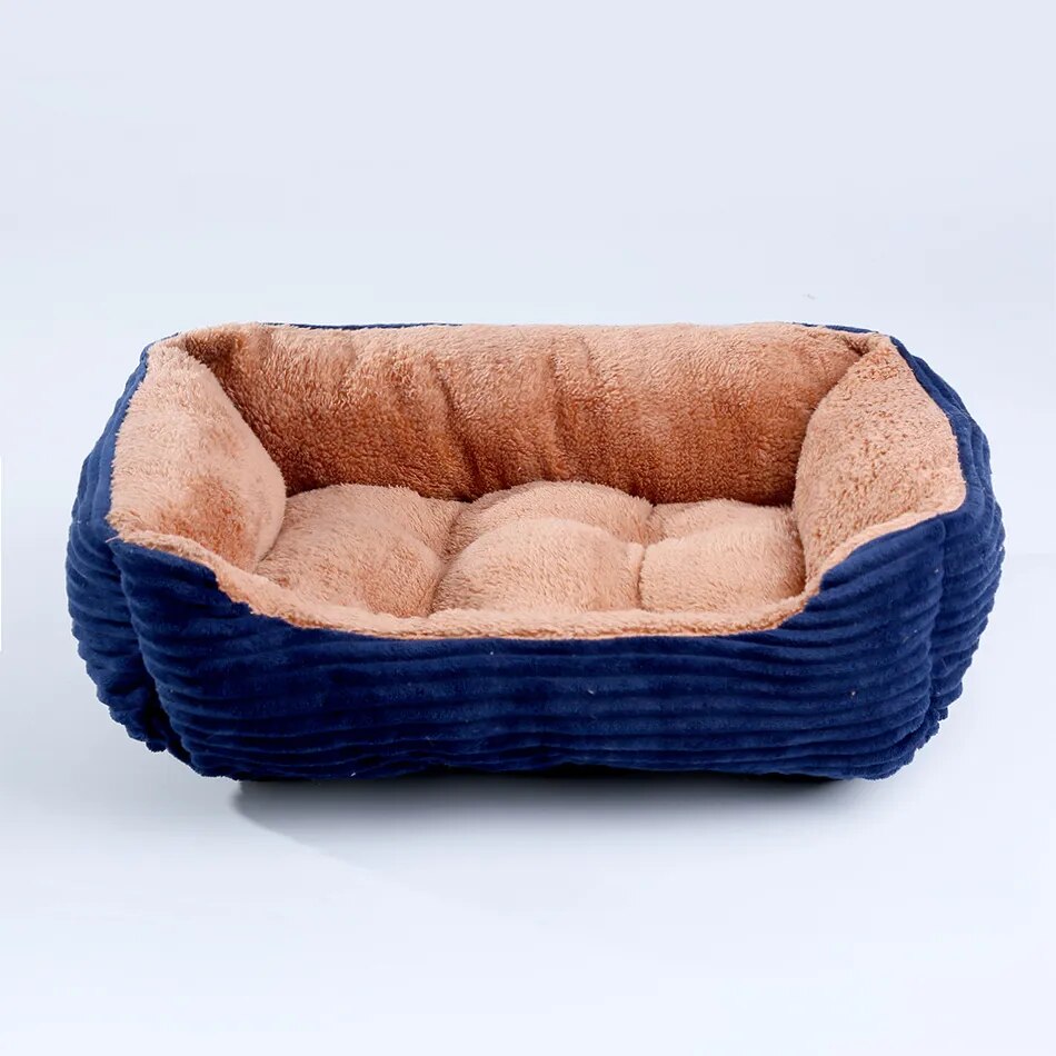 Cama para perro, gato, mascota, perrera cuadrada de felpa, sofá cama para perros medianos y pequeños, cojín calmante para mascotas, cama para perros, casa, suministros para mascotas