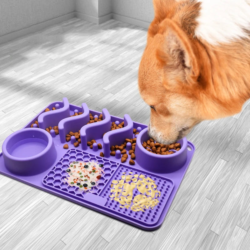 Bol de nourriture lente pour chien et chat, bol d'alimentation pour chien en Silicone, tapis d'alimentation pour chien, tapis de léchage pour chien sain, distributeur de nourriture lente