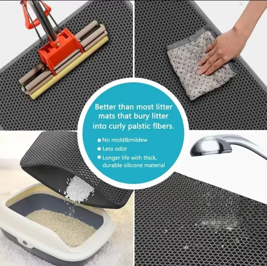 Accessoires pour chats Double couche antidérapant grand tapis de litière pour chat bac à litière pour animaux de compagnie tapis filtrant résistant à l'usure tapis de litière pour chat livraison gratuite