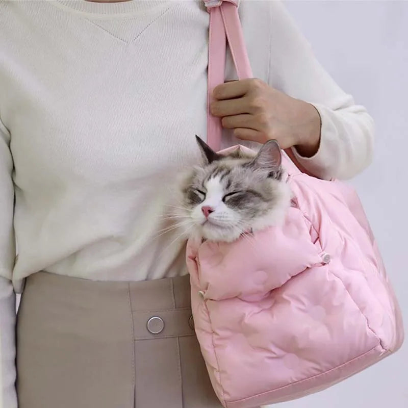 Winter Pet Bag Cat Carrier Travel Portable Warm Puppy Shoulder Bags Dog Kitten Pet Items Down Backpack For Small Dog