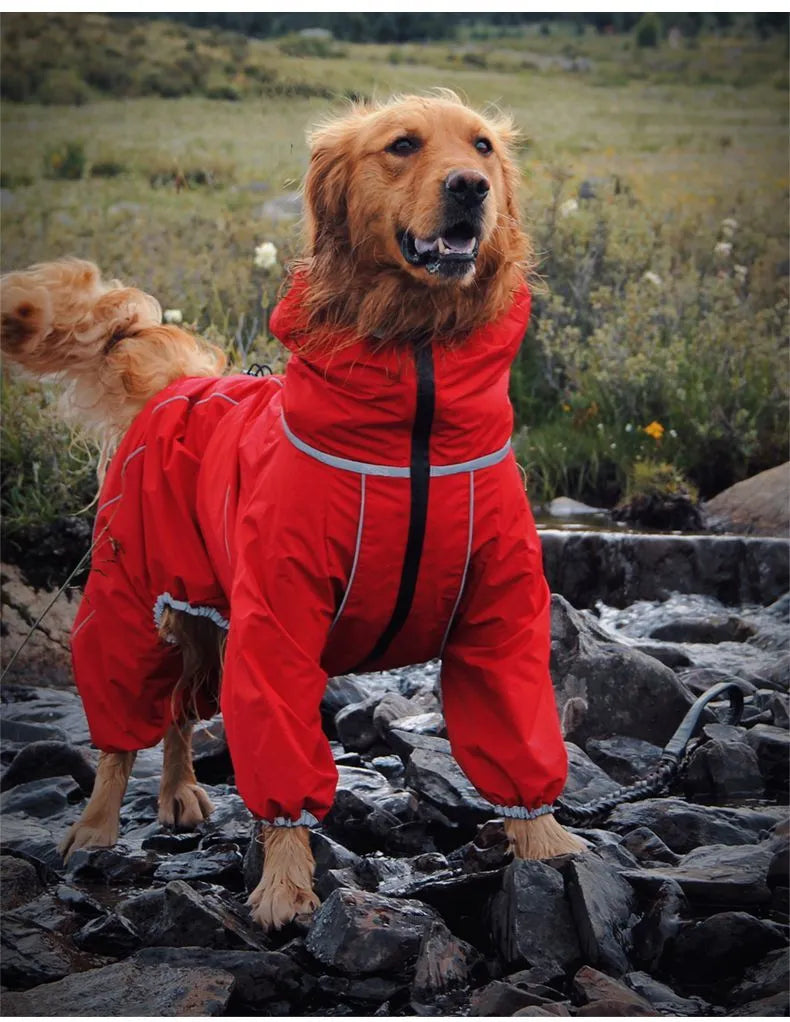 Chubasquero para perros grandes, suave, transpirable, a prueba de nieve, resistente al viento, chaqueta de lluvia para mascotas, abrigo impermeable de seguridad para perros al aire libre con patas