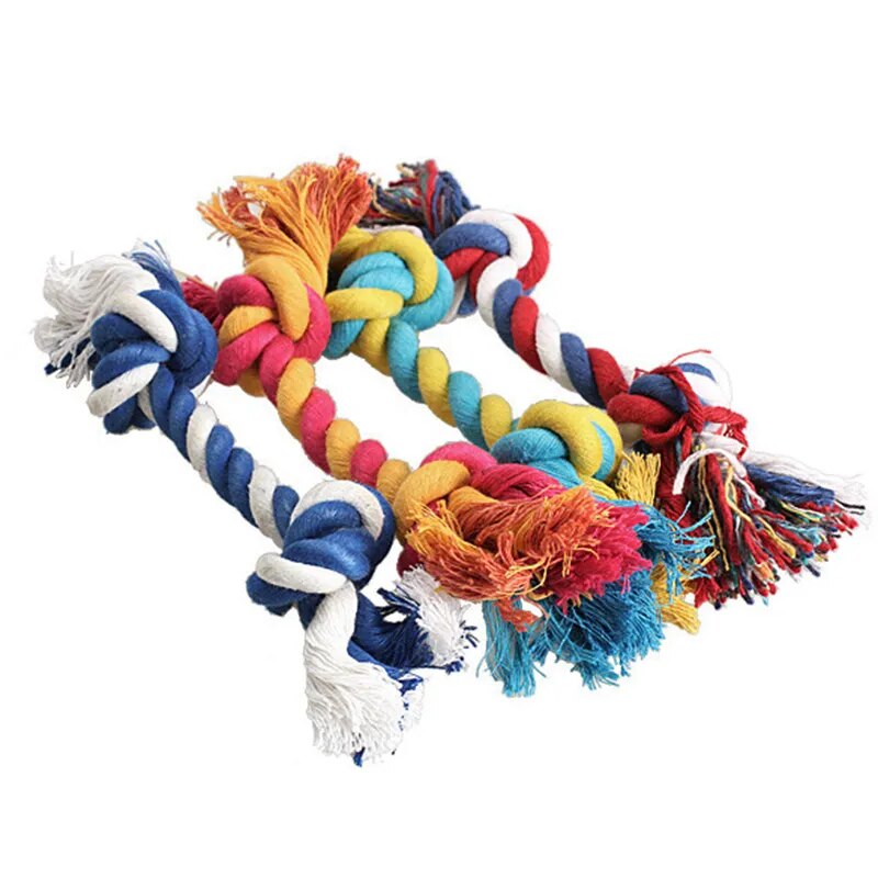 1 pièces animaux de compagnie chiens fournitures pour animaux de compagnie chien chiot coton mâcher noeud jouet Durable tressé os corde 18CM outil drôle (couleur aléatoire)