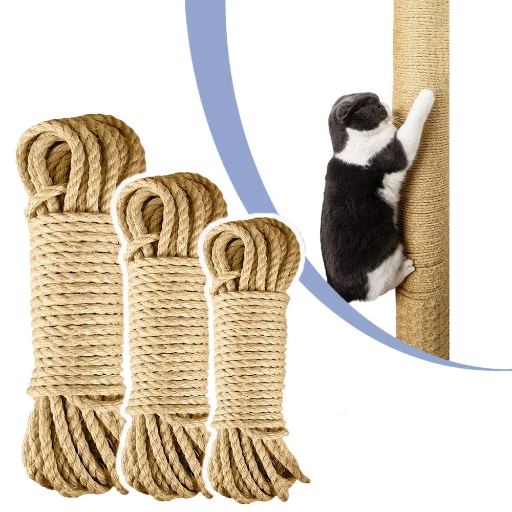 Cuerda de Sisal Natural para rascar gatos, cuerda para rascar árboles, juguete DIY, garra de pata, Protector de muebles, poste para rascar, accesorios para gatos