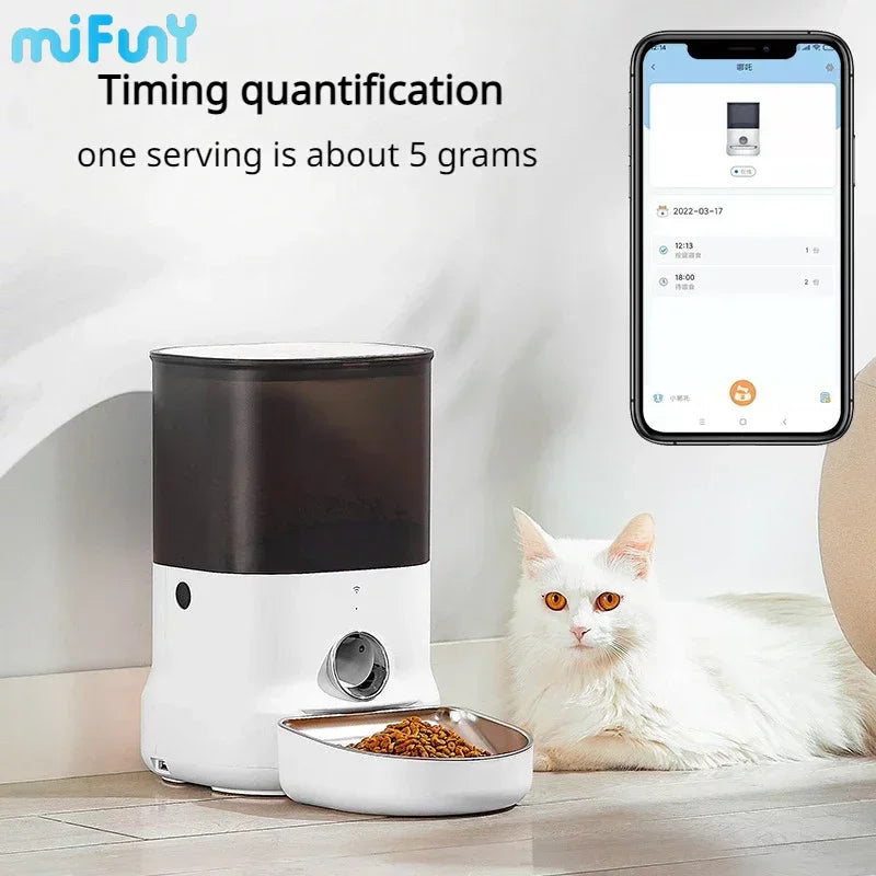 MiFuny Bol Automatique Pour Animal De Compagnie Pour Chats Distributeur De Nourriture Pour Chat Bol Pour Chien Grande Capacité WiFi Synchronisation Intelligente Télécommande Chat