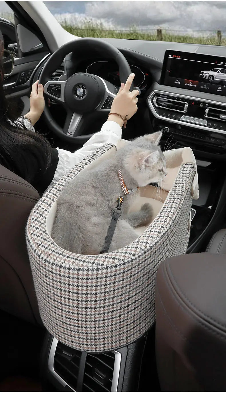 Accoudoir de voiture pour chat, nid de lit pour animal de compagnie, siège de voiture pour chien, contrôle central, transport, protection de transport pour petit chien, chiot, housse de siège de voiture