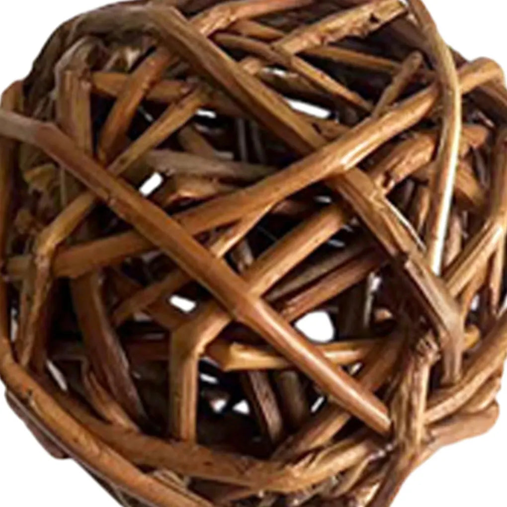 9pack/lot Natural Willow Branch Ball Fun Toy For Small Animals And Birds Joy To Pets Guinea Pig Toys brown