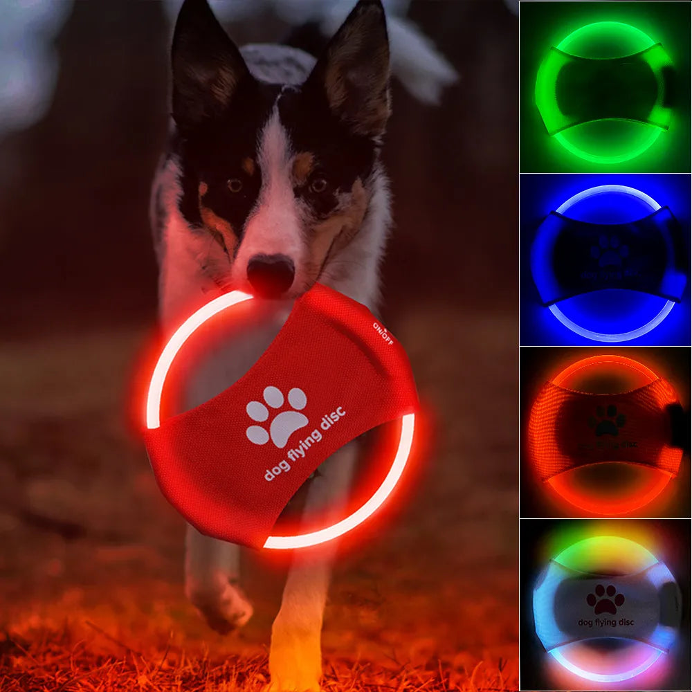 Discos voladores para perros, 3 modos de luz LED brillante, juguetes interactivos de entrenamiento, discos voladores, juguetes para perros, accesorios para perros