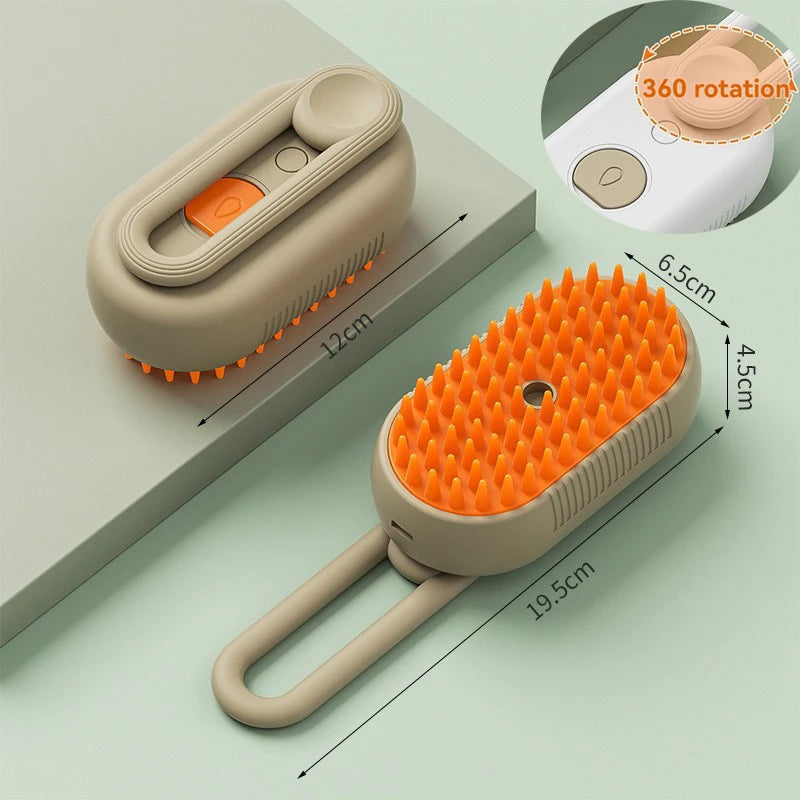 Steamy Brosse électrique pour chien 3 en 1 - Brosse à poils de chat - Pour massage, toilettage des animaux domestiques, élimination des poils emmêlés et lâches