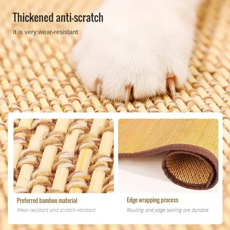 Strong Bamboo Cat Scratch Mat Wall Sofa Protection Cat Scratch Board Pad Cat Paws Sharpen Mats Massage Self Wear-resistant Mat