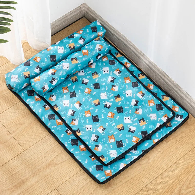 Pet Pillow Cooling Mat Cat Bed Dog House Pad Summer Dogs Cats Ice Silk Cooling Blanket Cushion Pet Sofa Kitten Puppy Supplies