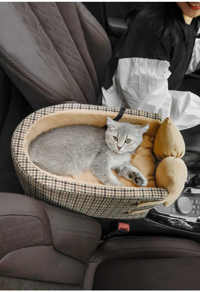 Accoudoir de voiture pour chat, nid de lit pour animal de compagnie, siège de voiture pour chien, contrôle central, transport, protection de transport pour petit chien, chiot, housse de siège de voiture