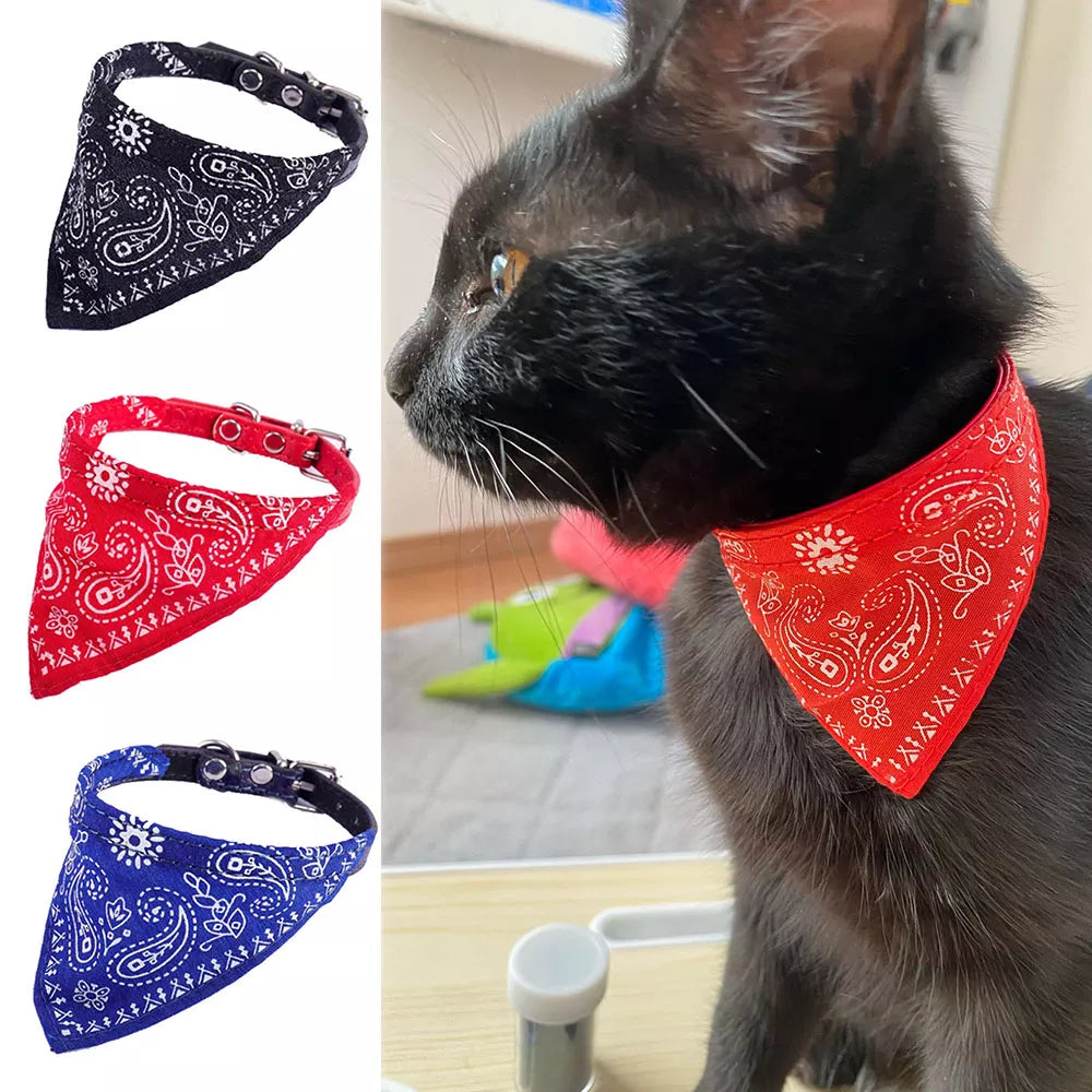 Écharpe réglable pour animal de compagnie, chiot, chat, Bandana, écharpe de cou pour petits chiens, chaton, serviette de salive, collier en PU avec Bandage triangulaire