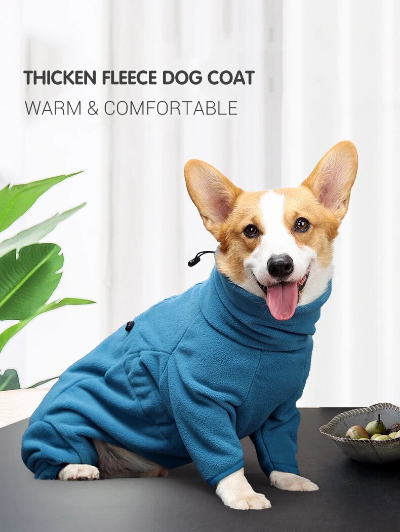 Winter Pet Hoodies Fleece Dog Clothes Thick Warm Dog Coat for Small Medium Large Dogs Adjustable Male/Female Overalls for Corgi Fashion Style