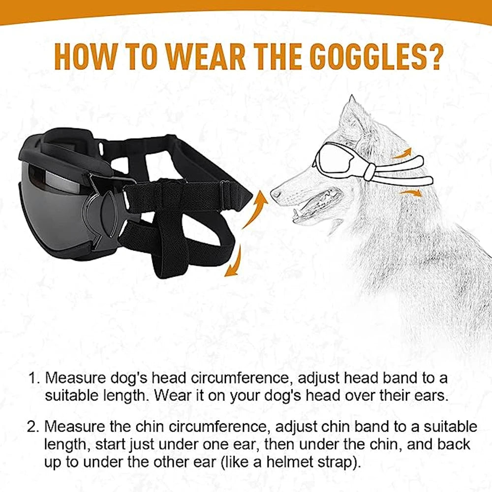 Gafas de sol para perros Gafas para perros Correa ajustable para viajes Esquí y antivaho Gafas de nieve para perros Gafas para mascotas para accesorios para perros medianos a grandes