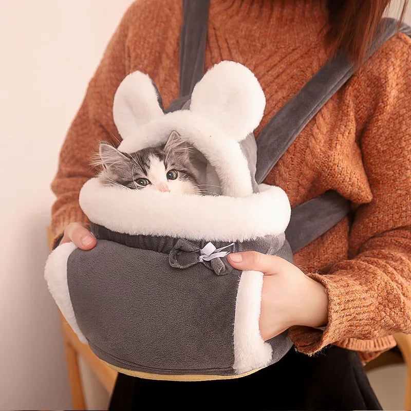 Transportín para gatos, mochila para gatos, portátil, cálido para invierno, mochila espacial de dos hombros, bolsa de salida para mascotas, transportadores y cochecitos