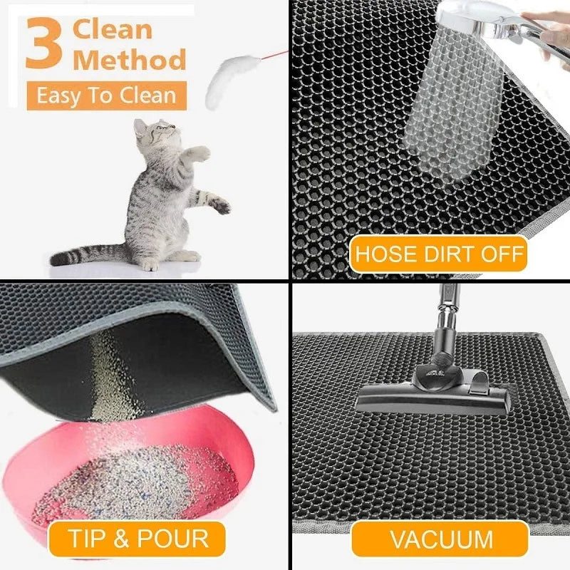 Estera para residuos de gato de doble capa antideslizante caja de arena para mascotas grande filtro MatWear resistente al agua estera para residuos de gato envío gratis